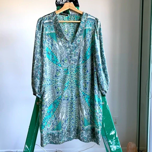 Try Me Firenze Dresses | Dress Italian Silk | Color: Green | Size: S | Etoiledelamer's Closet